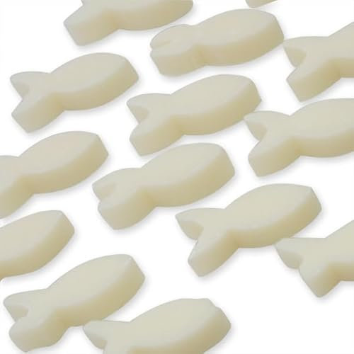 Kywië Florex Schafmilchseife mini mini Fische Classic Weiß 50 Stück im Organzasäckchen Seife Gastgeschenk Gastgeschenk Hochzeit Taufe Kommunion