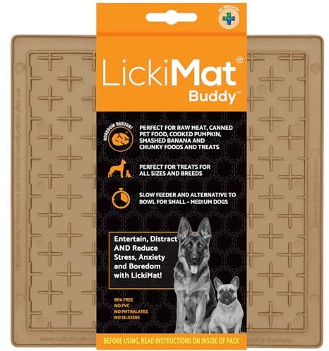 LickiMat Classic Pastel Colours Buddy, Dog Feeding Mat for Boredom & Anxiety Relief, Ideal for Food, Yoghurt or Peanut Butter, Lick Mats, Fun Alternative to Slow Feeder Bowl, Coffee