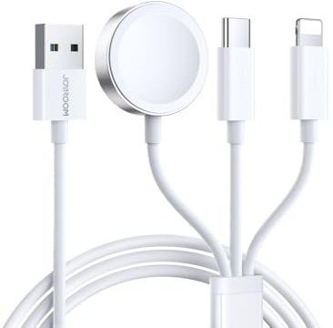 JOYROOM S-IW008 Magnetisches Ladegerät 3 in 1 für iP Watch + Lightning + USB Typ C Kabel 1,2m Weiß