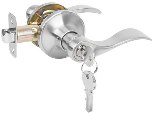 Maniglia per porta d'ingresso con serratura e chiave, maniglia per porta interna esterna, maniglia per porta anteriore, maniglia per porta d'ingresso stile ondulato, serratura di ingresso con chiave,