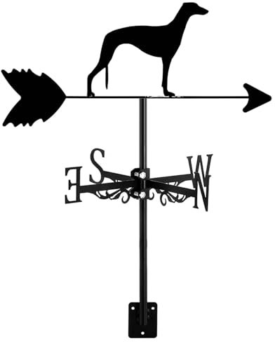 ANCNA-U Wetterfahne, Tiere, Hund, Metall, Windfahne, Richtungsanzeiger für den Außenbereich, Dachhalterung, Bauernhof, Garten, Pavillon, Dekoration, einfache Verwendung, Windhund