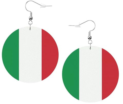 HYTTER Modische runde Ohrringe mit italienischer Flagge, stilvoll und schön, leicht, baumelnd für Damen und Mädchen, Weiß, Einheitsgröße, Leder, Kein Edelstein