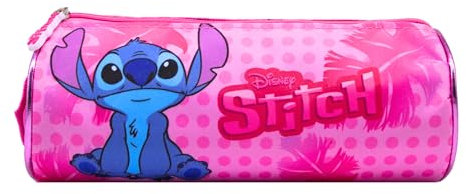 Disney Stitch Federmäppchen für Mädchen, Schulset im Klassischen Design, Kulturbeutel für Mädchen, Schulbedarf für Mädchen | Rosa