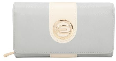 ELIOX Portafoglio Donna Grande in Pelle Pu Elegante Spazioso Capiente Con Portamonete Portatessere Idea Regalo (Grigio)