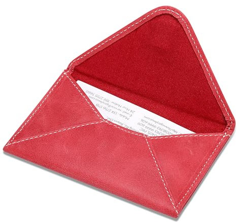 HISCOW Visitenkartenetui mit Magnetverschluss – italienisches Kalbsleder, Rot (Vintage Red), Small, Business