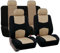 Auto Sitzbezüge Sets für Peugeot 207 207CC 207 SW 206 206CC 206 SW 208 307 308 2008 3008, Atmungsaktiv Verschleißfest Autositzbezüge, Kompletter Waschbar Satz Sitzschoner,D Beige