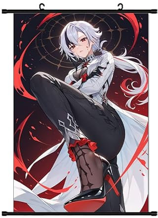 Zhongkaihua Anime-Poster Arlecchino/Xiao/Raiden Shogun, Anime-Roll-Poster, Gemälde, Anime-Merch, hängende Stoffwandkunst, Schlafzimmer, Heimdekorationen (40 x 60 cm)