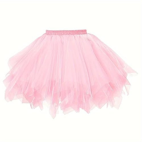 Boolavard 80er Jahre Tutu Rock für Erwachsene, mehrlagiger Tüll-Petticoat, Halloween-Tutu (DE/NL/SE/PL, Alphanumerisch, S, M, Regular, Regular, Rosa)