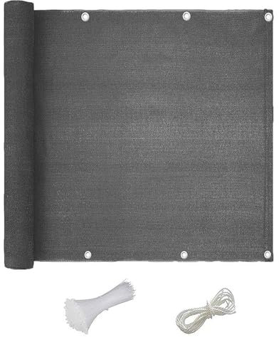 FUOBECIE Balcony Privacy Screen, Garden Screening, Privacy Fence Screen Weatherproof and UV Protection with Cable Ties, Windbreak Netting for Outdoor Wall Garden Yard Pool-Grey 90x700cm
