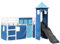 vidaXL Kinderhochbett mit Turm, Hochbett mit Rausfallschutz, Kinderbett mit Leiter Rutsche, Spielbett Etagenbett, Blau 90x200cm Massivholz Kiefer