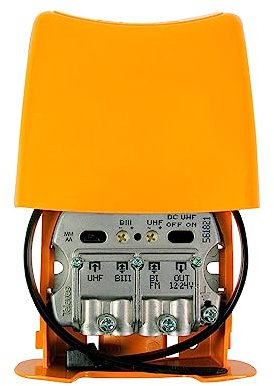 Amplificador de mástil TDT de segunda generación, con alta ganancia y reducción de ruido, ideal para mejorar la señal de televisión.