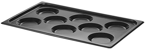 HENDI Plaque de cuisson pour œufs au plat, omelettes, pancakes, GN 1/1, CONVECTOMAT, plateau de four avec 8 moules ronds, antiadhésif avec revêtement PTFE, jusqu'à 200°C, 530x325x(H)26mm, aluminium