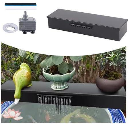 Wasserfall-Überlauf mit Regenwasserfallauslass, Teichfilter aus Edelstahl 304 für Koi-Fische, Wasserfall-Fließwasser für Koi-Aquarien-Ornamente, für Koiteiche und Wassergärten (Bronze, 85 cm