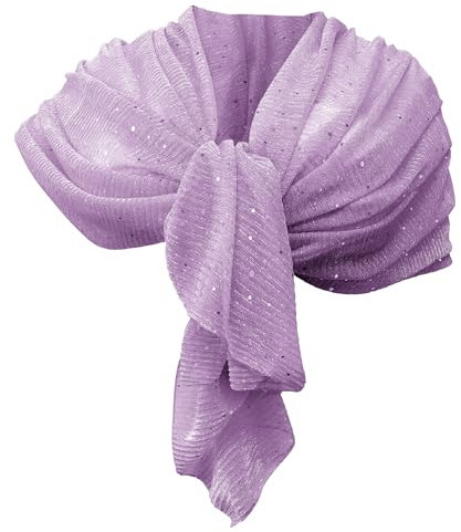 Elegante SCIARPA Plissettata Luminosa Foulard Sciale, Donna Coprispalle Stola Cerimonia (lilla)
