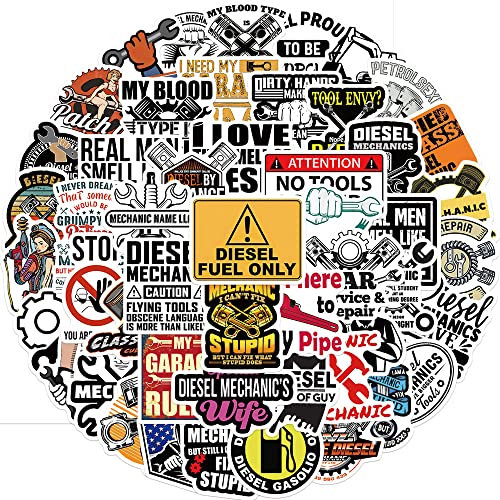 Dieselmechaniker Sticker Set Aufkleber Jugendliche Erwachsene 50Stück Dieselmechaniker Wasserfeste Vinyl Decals Auto Motorräder Fahrrad Skateboard Snowboard Gepäck Laptop Koffer Helm Motorrad Computer