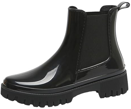 Stivali di gomma da donna, invernali, imbottiti, in pile, impermeabili, caldi, da giardino, in gomma, antiscivolo, per attività all'aria aperta, eleganti, traspiranti, comodi, A nero, 40 EU