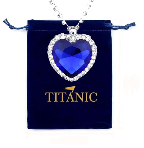 fdsmall Titanic Cœur de l'Océan Collier Amour Cœur Pendentif Collier pour toujours Pendentif Saphir Cristal Brillant Zircon Bijoux Cadeaux pour Femmes