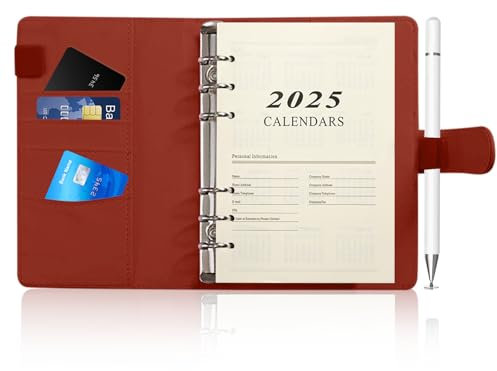 SPORWAY Kalender 2025 Buchkalender A5 Nachfüllbar: Wochenplaner mit Monatsregistern, Planer Ringbuch Jan.2025-Dez.2025 Jahresplaner, Buchkalender Terminplaner für Business Studium Reisen (A5, Kaffee)