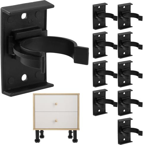 Kitchen Plinth Clips, 10pcs Plinth Clips Skirting Board Clips Bath Panel Clips Kick Board Clips 30-31mm Diameter Strong with Attaching Bracket Adjustable for Kitchen Cabinets Bed Legs(Black)