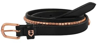 Equestro Ceinture modèle Clincher rose gold 110 cm, noir