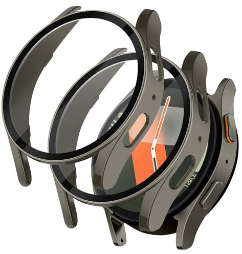 Seltureone Coque pour Samsung Galaxy Watch 7 40mm, Anti-Rayures Protection Écran en Verre Trempé, Sensible au Toucher, Coque de Couverture Complète pour Samsung Galaxy Watch 7 40mm - Vert