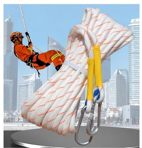 Zfmnoyev Corda da Arrampicata per Esterni, Corda da Arrampicata Statica in Poliestere Intrecciato, Corda di Sicurezza con Anima in Acciaio, Corda da Discesa in Corda Doppia(14mm Thick,Length-100m)