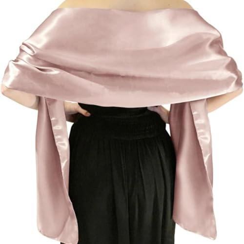 GreatRise Satin Stola Damen Elegante Seide Halstuch Leichter Schal Weicher Schultertuch Hochzeit Scarf für Abendkleid Brautkleid Sommer Frühling Zeremonie Festlich Party 65×220cm Roségold