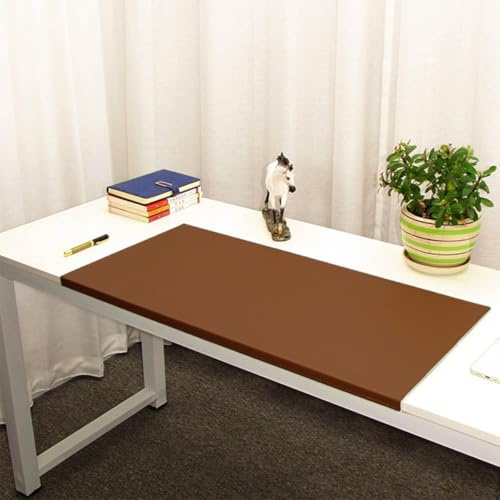 Schreibtischunterlage mit Kantenverriegelung, große PU-Leder-Tischmatte mit Kantenschutz, wasserdicht, rutschfest, Laptop-Mauspads für Büro, Zuhause, Arbeit, Studium, Tippen (Braun, 120 x 60 cm)