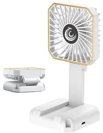 BommFu Handheld Fan Rechargeable | Folding Personal Cooling Portable Fan - Air Cooler 3 Speeds with Phone Stand, Battery Operated Cool Gadgets for Men Women Girls Outdoor Travel