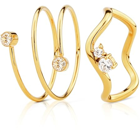 AUMIRELLE Ring Gold Damen – Edelstahlring vergoldet, wasserfest & farbbeständig, Größe 52 oder 54 mm – Schmuck aus Edelstahl für Frauen