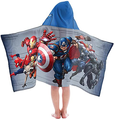 Jay Franco Avengers – Kapuzenponcho-Badetuch 56 x 130 cm, 100% Baumwolle, Umkleideponcho für Kinder