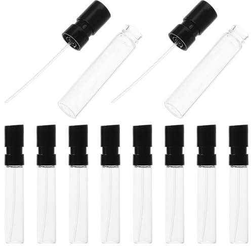 Housoutil 10pcs 2ml Mini Glass Spray Bottles Portable Travel Size Atomizers Refillable Fine Mist Spray Bottles for Fragrance, Essential Oil, and Cosmetic