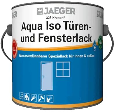 Jaeger Kronen® Aqua Iso Türen- und Fensterlack 328, für absperrende und deckende Anstriche 3in1, weiss (2,5 Liters)