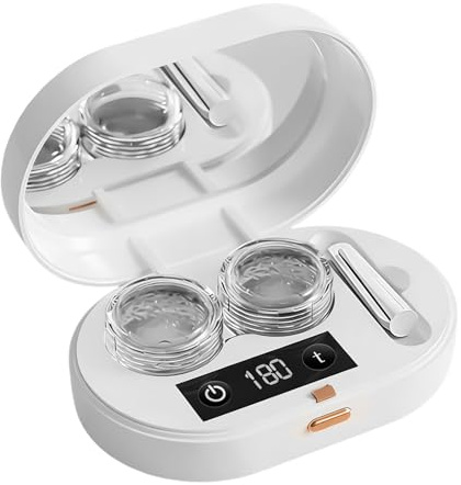 Shaersu Ultrasonic Contact Lens Cleaner | Portable Ultrasonic Cleaner,Colored Contact Lens Cleaning Machine | for Women Adults Home Travel Business Daily Monthly Yearly Night Care