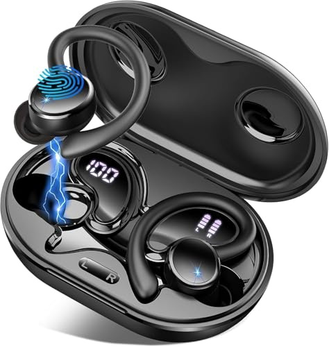 Matast Wireless Earbud Bluetooth 5.4 Headphones Sports with Earhooks, Earphones Wireless Bluetooth ENC Noise Cancelling, 50H Playtime, IP7 Waterproof Ear buds In Ear for Sport/Running/Gym, Dual LED