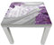 wandmotiv24 Beistelltisch Lilie Lila abstrakt Weiß - Hochglanz Kleiner Tisch als Deko, Holz-Tisch, Tischplatte Bedruckt, Couchtisch, Gartentisch, Kunstdruck M0526
