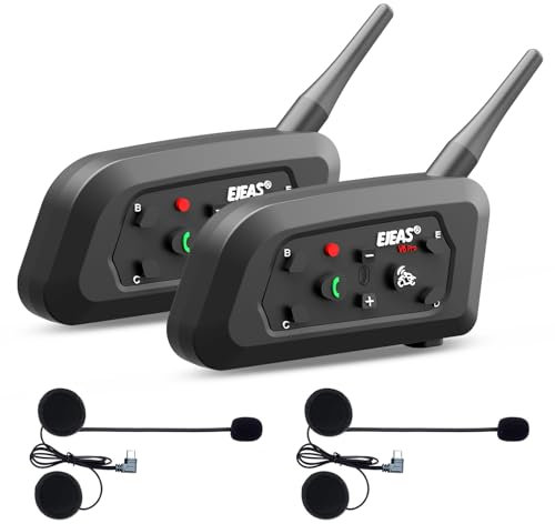 Vnetphone BT Casque de Moto Bluetooth Interphone Interphone Casque V6 1200M (Double)