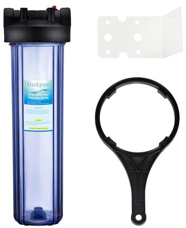 Geekpure Grand boîtier de filtre à eau transparent de 50,8 cm avec support de clé pour la filtration de toute la maison - 4,5 x 20 pouce - Port de 1 pouce (1)