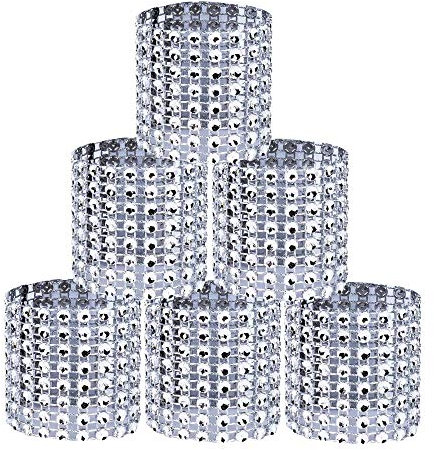 Serviettenringe Strassband Silber Halter Bling Mesh Schmuck für Hochzeit Geburtstag Diamant Klettverschluss Party Dekoration 50 Stücke