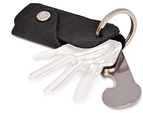 DONBOLSO® Colt I Schlüsseletui mit Einkaufswagenlöser I Leder Etui für 1-6 Schlüssel Schlüsselring I Schwarz