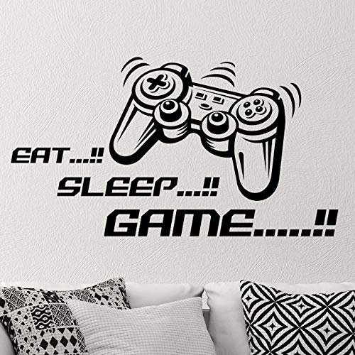 Eat Sleep Game Joystick Wandaufkleber Kinderzimmer Dekoration Schriftzug Zitat