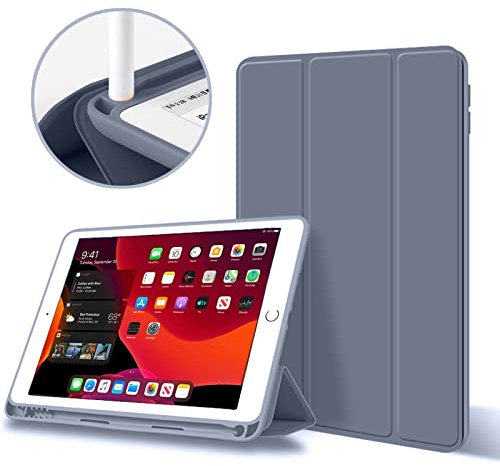 aoub Neues iPad (2019 7. Generation / 2020 8. Generation/2021 9. Generation) 10,2 Hülle mit Stifthalter Dünn Leicht Smart Schutzhülle Standabdeckung Auto Aufwachen/Schlafen für iPad,Violett