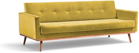 Scandicsofa Ausklappbares Schlafsofa | B: 213 x H: 85 x T: 91 cm | Dreisitzer mit Schlafunktion | Sienna | Buchenholz | im Skandi-Stil | 4 Farben | Klematisar