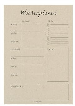 Matabooks, nachhaltiger und veganer A4 Wochenplaner aus Graspapier, Natur, Made in Germany (Easy)