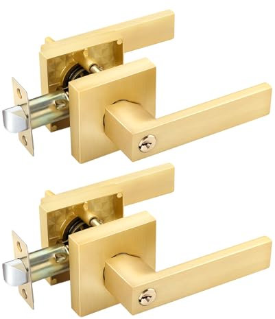 Türdrücker für Eingangstüren, satiniertes Messing, für Innen- und Außentüren, 2 Stück