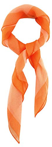 TigerTie Damen Chiffon Nickituch in lachs orange mit Bordüre - Größe 58 cm x 58 cm