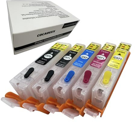 COCADEEX Leere nachfüllbare Tinte, kompatibel mit Canon PGI-570XL CLI-571XL, für Pixma TS5050 MG5750 MG5700 MG5751 MG5752 MG5753 MG6800 MG6850 MG6851 MG6852 MG6853 TS5051 TS5053 TS5055 TS6050 Drucker