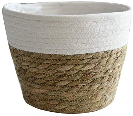 bibididi Cesta de Paja Hecha a Mano nórdica para lavandería, Picnic, Almacenamiento de Juguetes, macramé, Maceta Tejida, contenedor de Plantas, Almacenamiento de Ropa, Maceta de Paja Verde XL, XL