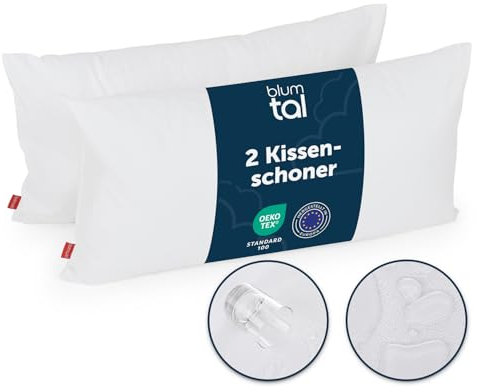 Blumtal Kissenschoner 60x70 cm 2er Set - Oeko-TEX zert. Kissenbezug 60x70 cm - wasserdichter Kopfkissenbezug 60x70 cm - Kissenbezüge 60x70 mit Reißverschluss - Kissenbezug 60x70 cm Fleckenschutz