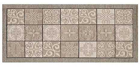 BIANCHERIAWEB Küchenläufer rutschfest, waschbar, Küchenläufer Maße 55 x 280 cm, Küchenläufer Made in Italy mit Majolica Taupe, waschbar, bügelbar